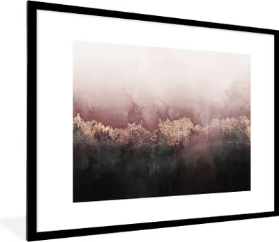 Produktbild von MuchoWow® Gerahmtes Poster Glitter - Gold - Abstrakt 80x60 cm - Poster mit Schwarzem Bilderrahmen Wandposter Rahmen Foto Bilder - Schlafzimmer-Dekorationen - Fotoposter