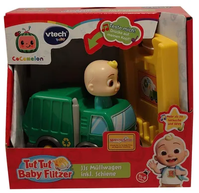 Zdjęcie produktu dla Tut Tut Baby Flitzer - Pojazd śmieciowy JJs z torami - z piosenkami i muzyką, czujnikami, licencją CoComelon, V-Tech 80-561404