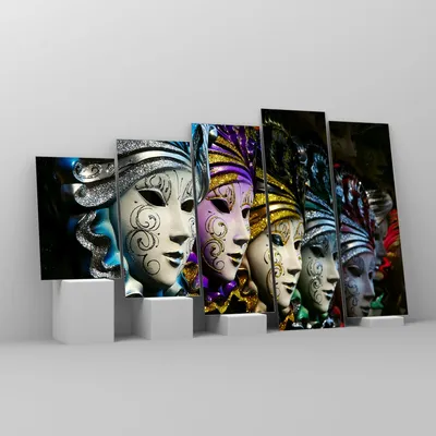Produktbild von Bilder auf glas - Abstrakt Maske Feder Festival - 100x60cm - Glasbilder - Wandbilder - Kunstdruck - zum Aufhängen bereit - Wanddekoration aus Glas - Glas Bilder - Wandbild auf Glas - GEG100x60-2105