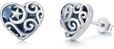 Produktbild von 925 Sterling Silber Ohrstecker Mond und Sterne Kristall Hypoallergen für Damen Mädchen