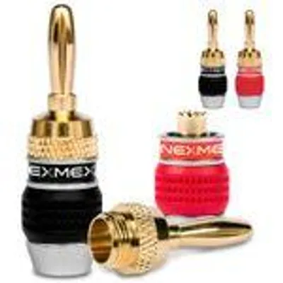 Produktbild von Bananenstecker 4mm schraubbar NEXMEX vergoldet 4x Stecker für Lautsprecherkabel