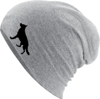 Produktbild von Huuraa Beanie Deutscher Schäferhund Silhouette Heather Grey One Size Baumwolle und Elasthan Mütze Geschenkidee
