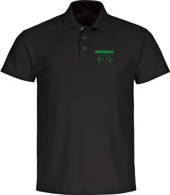 Produktbild von multifanshop Poloshirt - Bremen - Herzschlag, schwarz, Größe S
