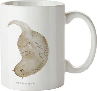 Produktbild von Mr. & Mrs. Panda Camping Tasse Otter Kopfüber - Weiß - Geschenk, Süß, Seeotter, See, Trinklernbecher, Pott, Mehrwegbecher, Plastikbecher, Schulkind, Niedlich