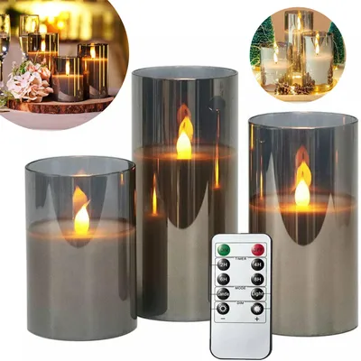 Produktbild von LED Kerzen mit Timerfunktion und Fernbedienung, 3er Set, LED Echtwachskerzen, Weihnachts- und Adventsdeko, Zimmer Deko