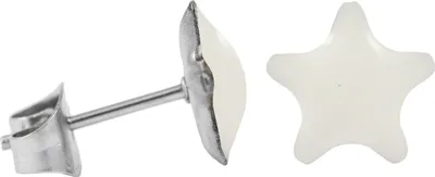 Produktbild von Chirurgenstahl Ohrstecker Emaille Stern Farbe - Weiß
