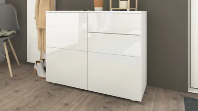 Produktbild von Kommode "Rova" 3-türig, weiß-glänzend
