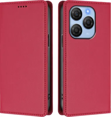 Produktbild von Handyhülle für Blackview Shark 9, Kunstleder Klapphülle Stoßfeste Magnetische Hülle mit Ständer Rot