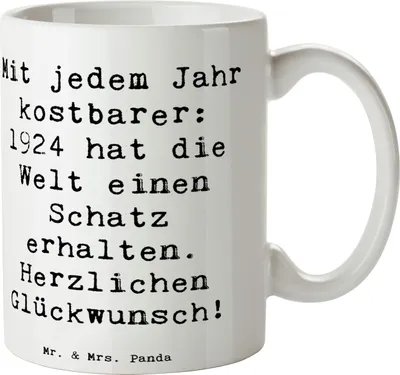 Produktbild von Mr. & Mrs. Panda Tasse Spruch 1924 Geburtstag - Weiß - Geschenk, Pott, Glückwunsch, schöne, Happy Birthday, Kaffeetasse, Becher, Geburtstagswünsche, Geburtstagsfreude