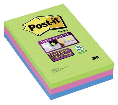 Immagine prodotto di Post-it 660-3SSUC Post-it, foglietti adesivi super adesivi, a righe, 101 x 152 mm