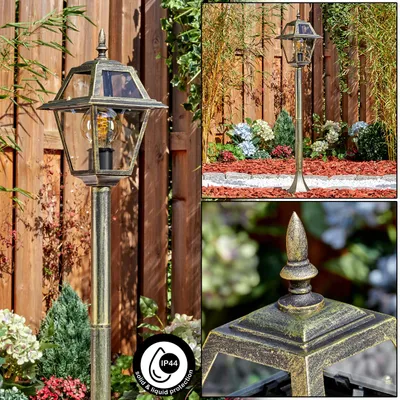 Produktbild von Belluno Wegelampe aus Metall/Glas in Schwarz/Goldfarben/Klar