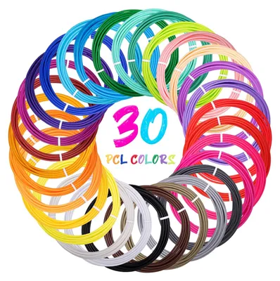 30 Farben PCL 3D Stift Filament 1,75 mm, 90 m