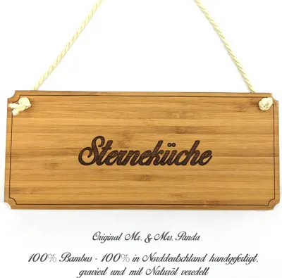 Produktbild von Mr. & Mrs. Panda Schild Sterneküche - Geschenk, Holzschild, Wegweiser, Graviert, Geschenkidee, Hinweisschild, Werbeschild, Shabby, Landhaus, Eingangsschild