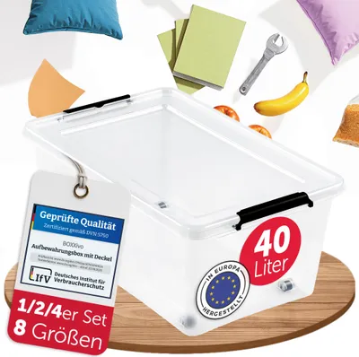 Produktbild von BOXXivo Aufbewahrungsbox 40L mit Deckel – BPA-freie Stapelbox, robuste & lebensmittelechte Box
