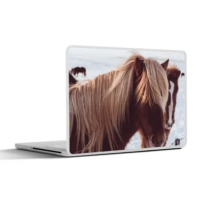 Produktbild von MuchoWow® Laptop Aufkleber Sticker Cover Pferde - Schnee - Braun 36.5x27.5 cm - Laptop-Sticker