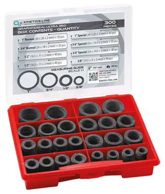 Graphit-Flanschdichtungen Set 300 Stück 3/8–1 Zoll bis 350 °C