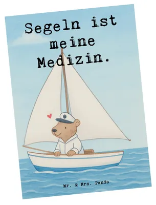 Produktbild von Mr. & Mrs. Panda Postkarte Bär Segeln Design - Weiß - Geschenk, Postkarten, Segelschule, Ansichtskarte, Fotokarte, Ansichtskarten, Segelboot, Yachtclub, Grußkarte