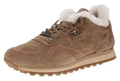 Zdjęcie produktu dla Cetti C-848 SRA INV27 - Damskie sneakersy - Materiał: zamsz, skóra, kokardka, futerko