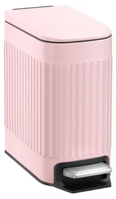 Immagine prodotto di Contenitore per rifiuti da bagno, 6 litri, acciaio inossidabile, rosa, con coperchio e pedale