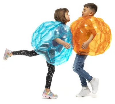 Produktbild von InnovaGoods Bumper-Bubble-Ball Set 2 Stück Blau & Orange Aufblasbar Riesig
