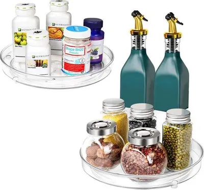 Produktbild von Famanu Drehplatte für die Küche, 2 Stück, rund, transparent