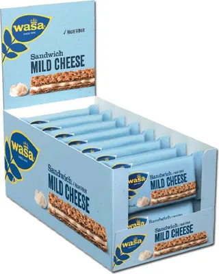 Produktbild von Wasa Knäckebrot Sandwich Mild Cheese, 30g, Knäckebrot-Snack mit Käse-Füllung, 2 Sticks