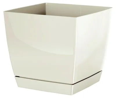 Produktbild von Prosperplast Quadrat Blumentopf Übertopf inkl. Untersetzer, DUKP240 Creme