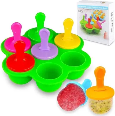 Immagine prodotto di Stampi in silicone per ghiaccioli, 7 bastoncini in plastica, mini, senza BPA, stampo multifunzionale per ghiaccioli per bambini