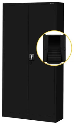 Produktbild von Werkzeugschrank mit Schubladen DAREK inkl. Lochwand | Metallschrank mit Werkzeugwand Werkstattschrank Perforierte Rückwand 185x92x50cm Schwarz