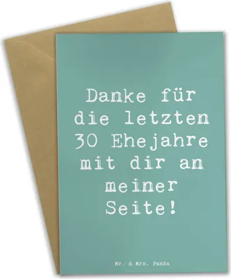 Produktbild von Mr. & Mrs. Panda Grußkarte Spruch 30. Hochzeitstag Perlenhochzeit - Meeresbrise - Geschenk, osterkarten, Liebe, handgefertigte Produkte, Dankbarkeit, Jubiläum, Heirat