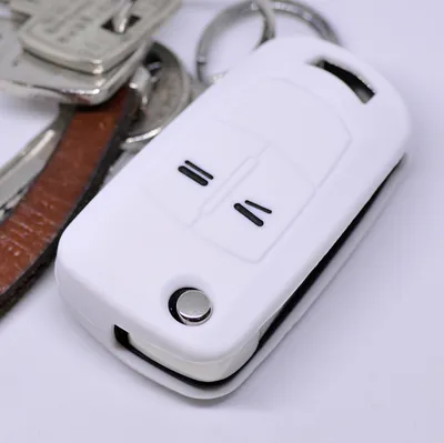 Produktbild von Auto Schlüssel Hülle Silikon Schutz Cover Weiß kompatibel mit OPEL Astra Vectra Corsa Zafira Signum bis 2008 2 Tasten Klappschlüssel