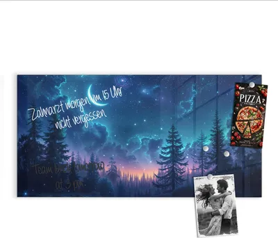 Produktbild von Magnettafel 100x50cm Pinnwand Whiteboard beschreibbar - Nachthimmel Wald