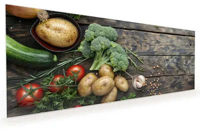 Produktbild von Küchenrückwand Spritzschutz Glas mit Motiv Frisches Gemüse 40 x 40 cm