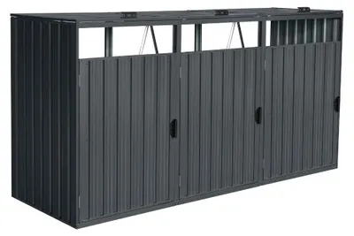 Produktbild von HOME DELUXE - Mülltonnenbox CUBO - Platz für 3 x 240 Liter Mülltonnen, Farbe: Anthrazit, Witterungsbeständig inklusive Schloss und Schlüssel I Mülltonnenbox Gartenbox