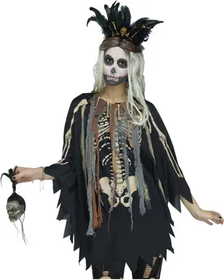 Produktbild von Voodoo-Skelett Poncho für Halloween, Tag der Toten & Motto Party