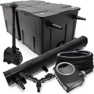 Image de SunSun Kit complet: CBF-350B Filtre de bassin jusqu'à 60000 L, NEO10000 pompe de filtration 10000l/h 80W, CUV-272 lampe uv 72W, 25m Tuyau 25 mm, HJ-943 fontaine 800l/h 16W, Y-distributeur