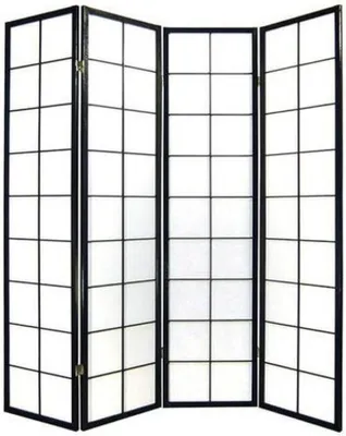 Produktbild von Fine Asianliving Japanische Paravent Raumteiler Shoji Fine Asianliving Japanische Paravent Raumteiler Trennwand B180xH180cm 4-teilig Shoji Reispapier Schwarz Raumtrenner Spanische Wand Sichtschutz Trennwand  -