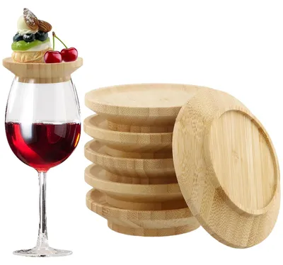 Produktbild von Omgoods – Set mit 6 Holz-Weinglas-Dekorationen für Partys