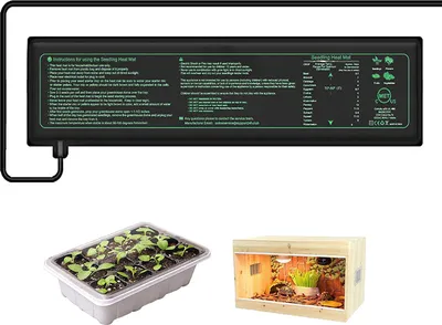 Immagine prodotto di Tappetino riscaldante con termostato 10x52,5 cm, 7 W, tappetino riscaldante per piantine, cuscinetto riscaldante impermeabile, tappetino riscaldante per rettili e piante da serra domestica