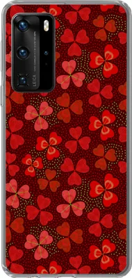 Produktbild von MuchoWow® Handyhülle Schutzhülle Hülle für Telefoonhoesje Huawei P40 Pro Muster - Klee - Rot Silikon Softcase Handy Hülle - Schutz