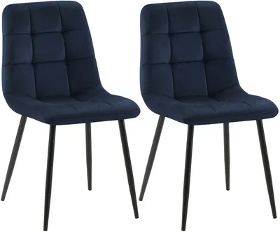 Produktbild von CLP 2er Set Esszimmerstuhl Tilde gepolstert mit Rückenlehne bis 150 kg belastbar blau Material Samt, KI-generiertes Bild