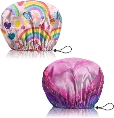 Produktbild von Famanu Set aus 2 verstellbaren wasserdichten Duschhauben für Damen und Mädchen