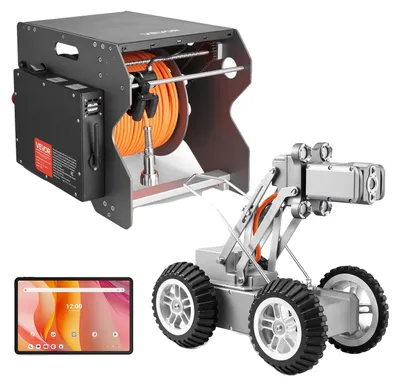 Produktbild von VEVOR Kanalrohrinspektionsroboter, 60m Pipeline-Detektionskrabbenroboter mit 2MP Front-/Rückkamera & Touchscreen-Tablet, IP68 Sanitärkamera mit Lichtern & Distanzmesser für Industrie-Rohre, 120 m