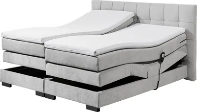 Produktbild von Boxspringbett >TALENA< Liegefläche 180x200, Motorverstellung, silver - 202x113x211cm (BxHxT)