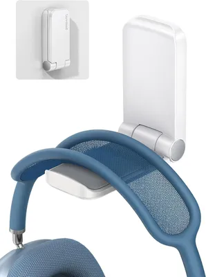 Image de Support pour casque - Crochet pour casque - Organisateur de bureau - Magnétique, pliable - 500 grammes - Blanc