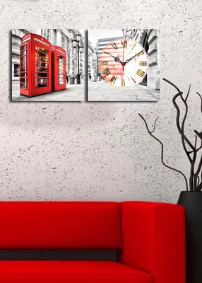 Obrázok produktu pre Opviq, 2P2828CS- CLA2607, Farebné, Nástenné hodiny, 60 x 28 cm, 100% semišové plátno