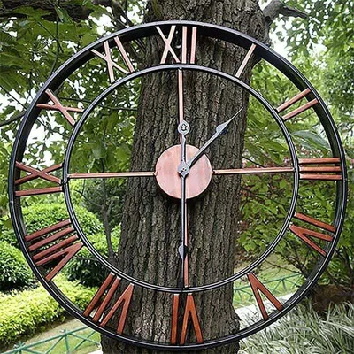 Produktbild von Gartenuhr Outdoor Gartenwanduhr Große römische Ziffer Gartenuhr Outdoor Eisenuhr Outdoor Clock,40cm/16inch