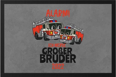 Produktbild von Ich Werde Großer Bruder 2022 Fußmatte Ankündigung Schwangerschaft Feuerwehr-Auto Alarm Babynews