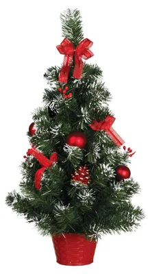 Produktbild von Künstlicher Tannenbaum mit roter Deko 60 cm verschneit - Einheitsgröße