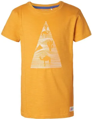 Produktbild von Noppies T-Shirt Kittery gelb Größe 146 mit Artwork-Print und etwas längerem Schnitt